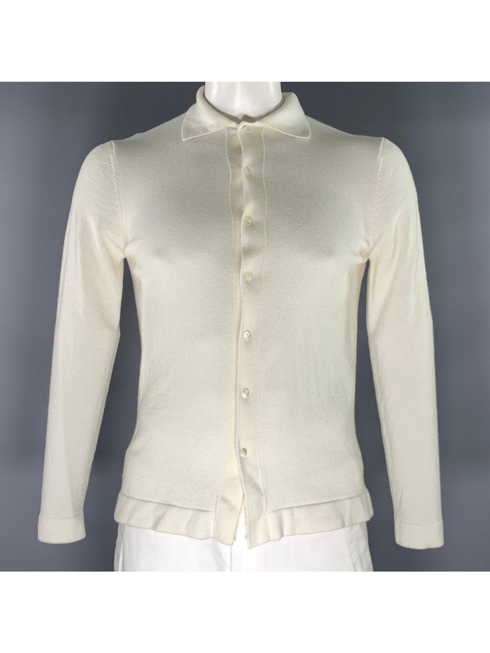 SUIT SUPPLY Size L White Cream Knit Wool Button Up Cardigan